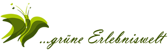 Logo grüne Erlebniswelt Logo mit stilisierten grünen Blättern und dem Schriftzug „... grüne Erlebniswelt“.